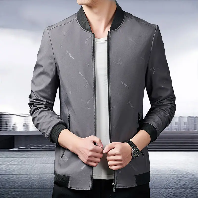 

2020 Stylish jacket men's spring fashion new thin jacket dad suit baseball collar men's coat