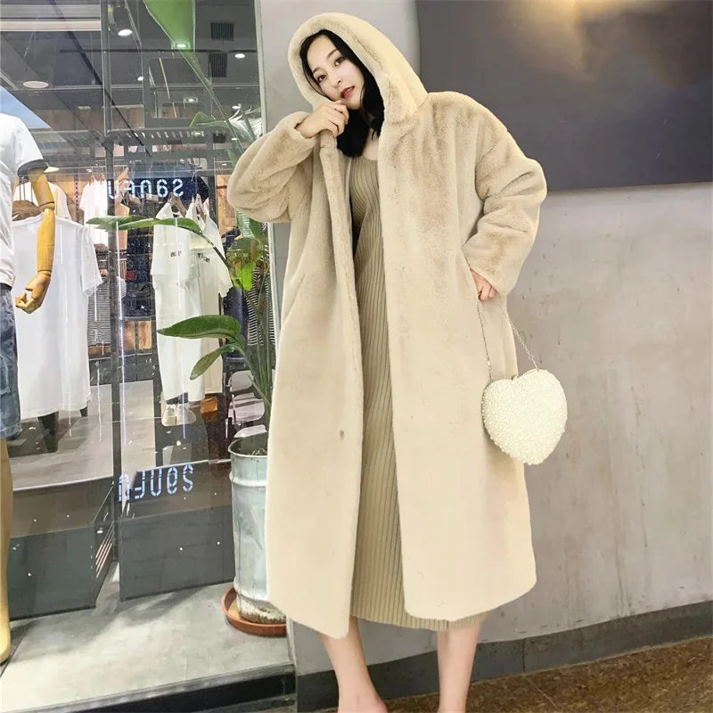 2021 Autumn And Winter Thick Coat Women's Fashion Ins Korean Mink Faux Fur Coat Lamb Wool Long Coat Ladies Parkas Pink Yellow