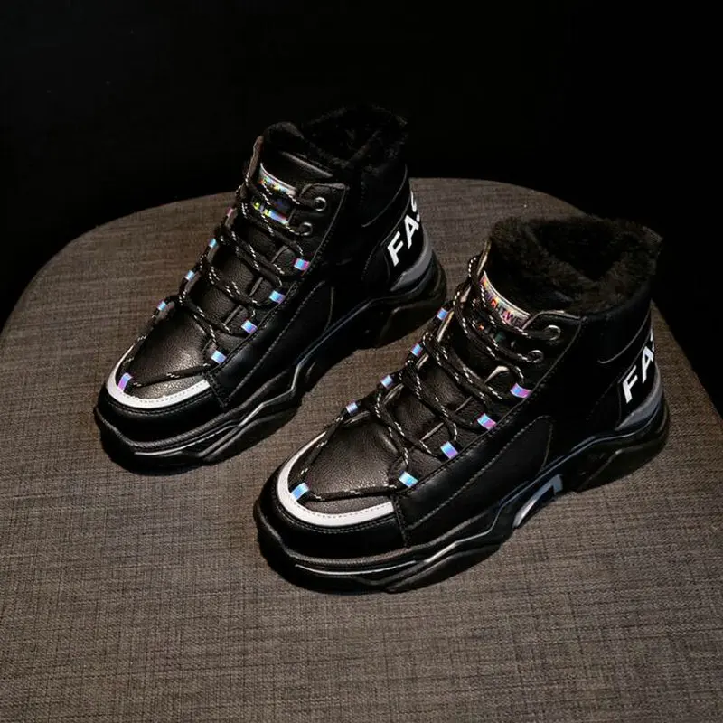 Зимние новые корейские модные хлопковые ботинки женские теплые кроссовки на