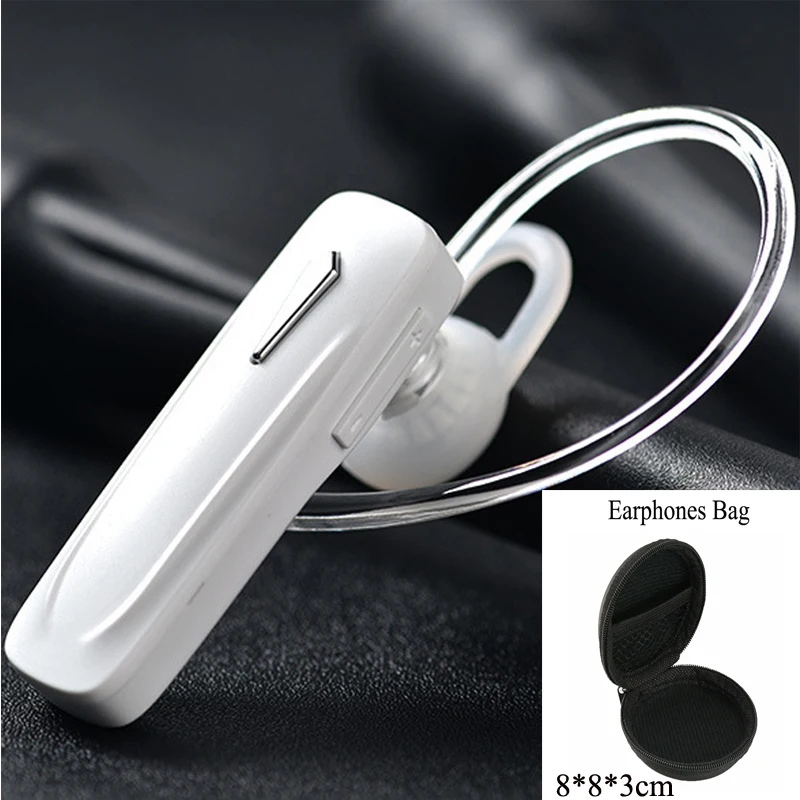 M163 Bluetooth Earphone Ear Hook Wireless Headphones Mini Ear buds Handsfree For Xiaomi Bluetooth Headset With Mic For Phone - Цвет: White With Bag