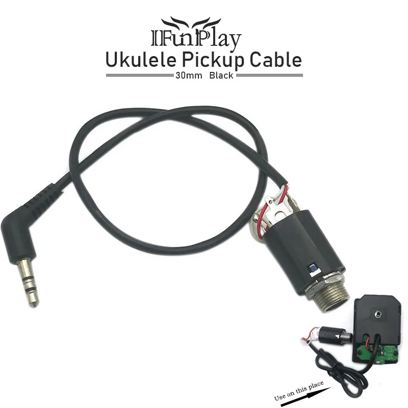 Ukulele Piezo Pickup EQ Equalizer Replacement Preamp Wire Cable with 3.5mm Plug 6.35mm Jack Socket Black Guitar parts | Спорт и