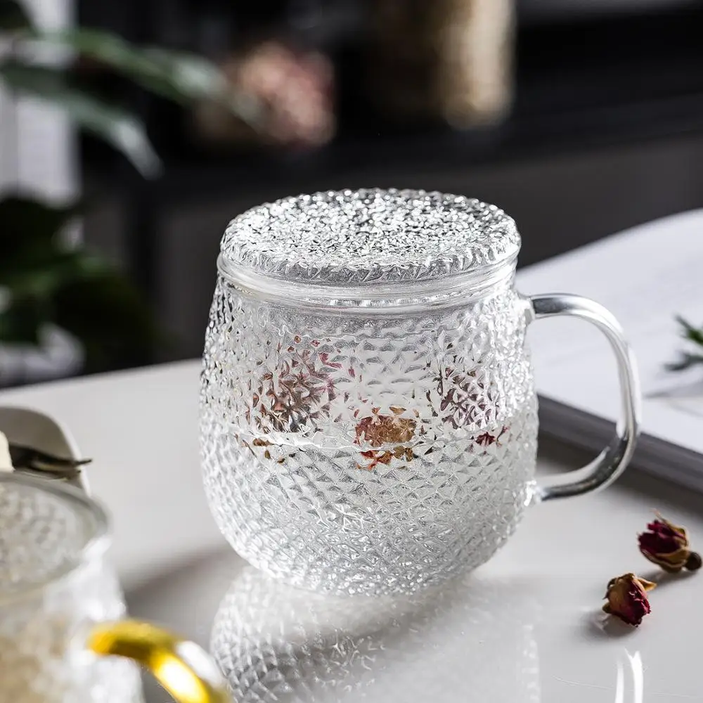 Прозрачная стеклянная чайная чашка MDZF 400 мл кружка с Infuser и крышкой фильтром для