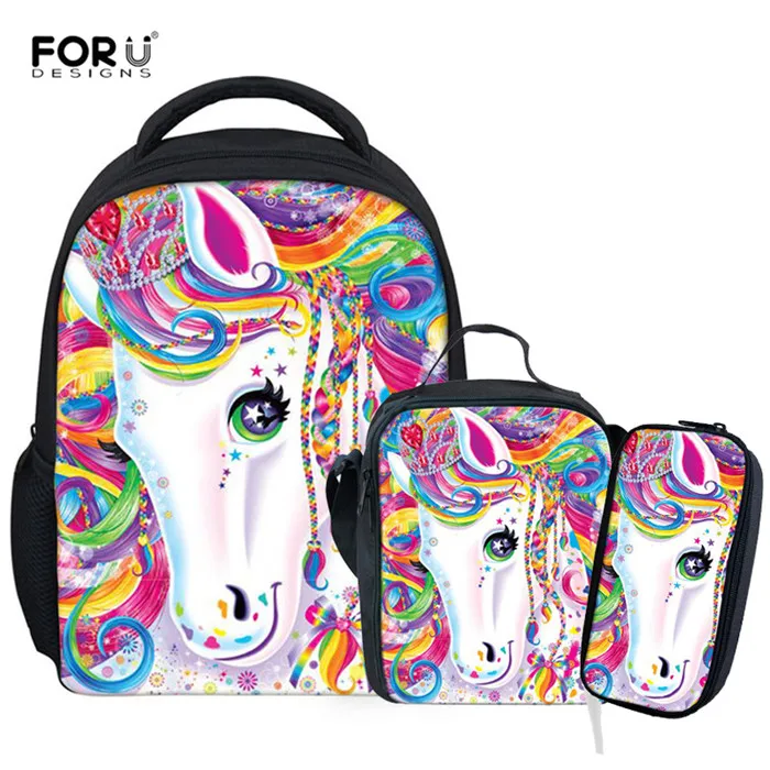 T0908FGK FORUDESIGNS/детский сад, лошадь, школьные сумки для девочек, школьный рюкзак для малышей, сумка для книг, рюкзак, набор мини, 12 дюймов, Mochila Escolar - Цвет: T0908FGK