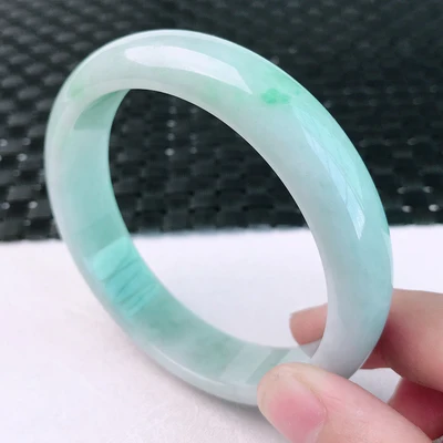 

Zheru Jewelry Natural Burmese Jadeite Light Green 54-64mm Bracelet Elegant Princess Jewelry Best Gift