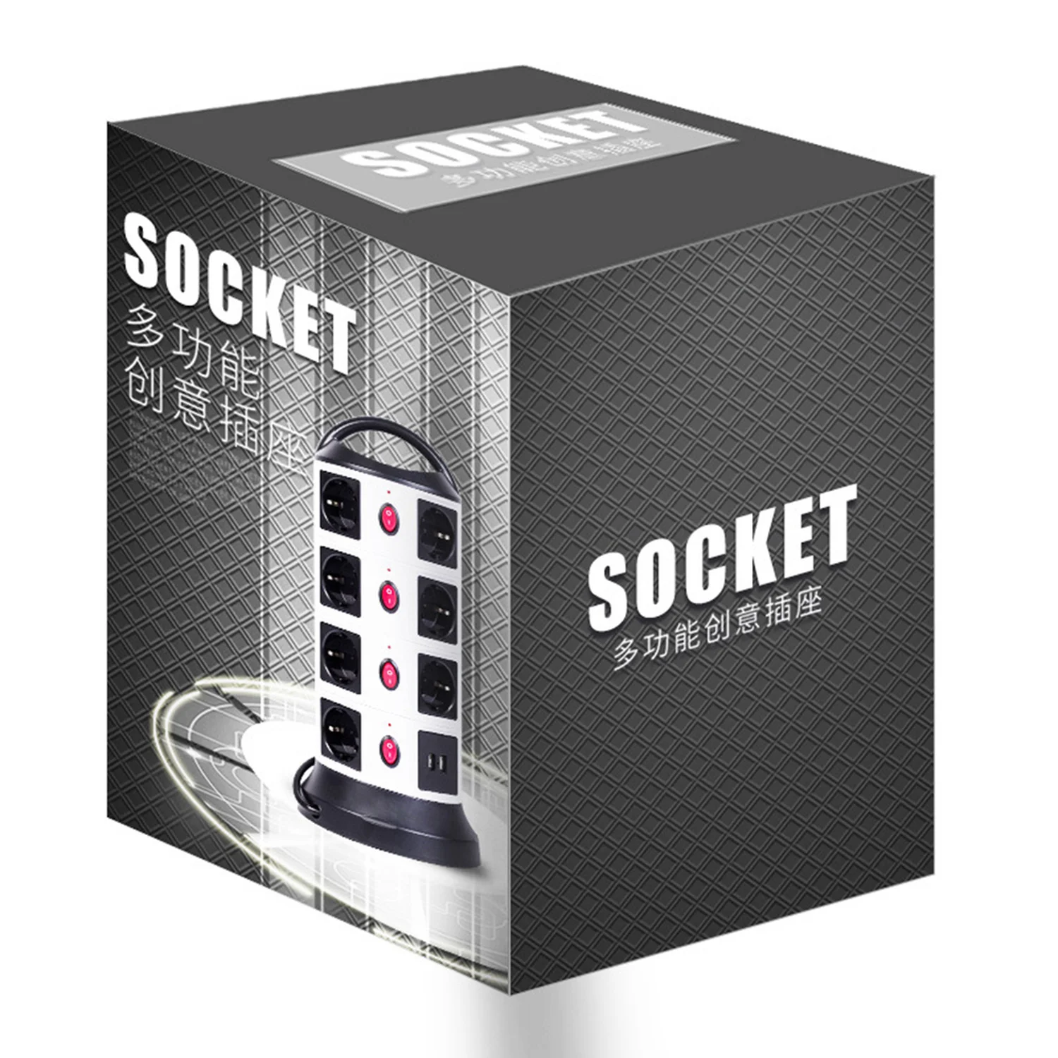 

Vertical Power Strip Surge Protector Multiple Socket 3/7/11/15/19 EU Plug Layer Outlets with USB Switchable 1.8m Extension Cable