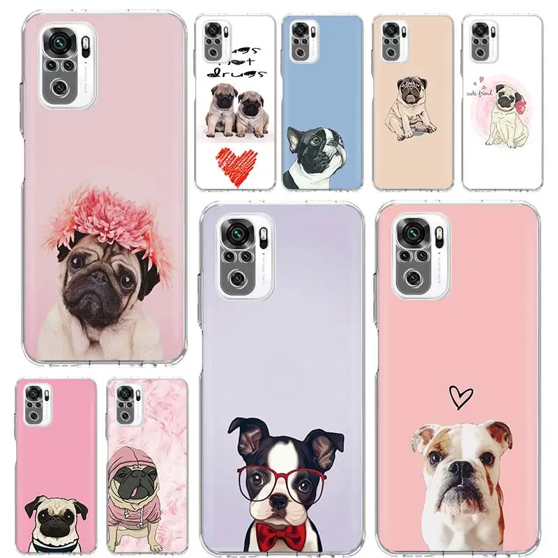 

Cute Pug Dog Phone Case Funda For Xiaomi Redmi Note 10 Pro 8 9 Pro 9S 10S 8T 8A 9A 9C 7 7A 6 6A Cover Coque Capa