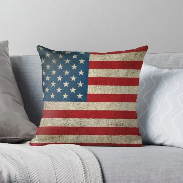 

Old and Worn Distressed Vintage Flag of Throw Pillow Cover Print Pillow Case Waist Cushion Cover Pillows NOT Included