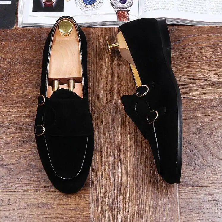 Замшевые лоферы с острым носком Мужские мокасины Свадебные модельные туфли