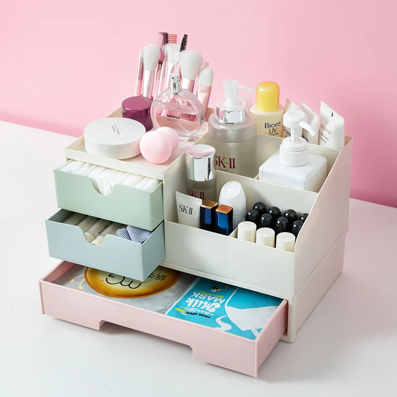 ATUCOHO Official Store Cosmetics Storage Box Desktop Jewelry Plastic Drawer | Дом и сад