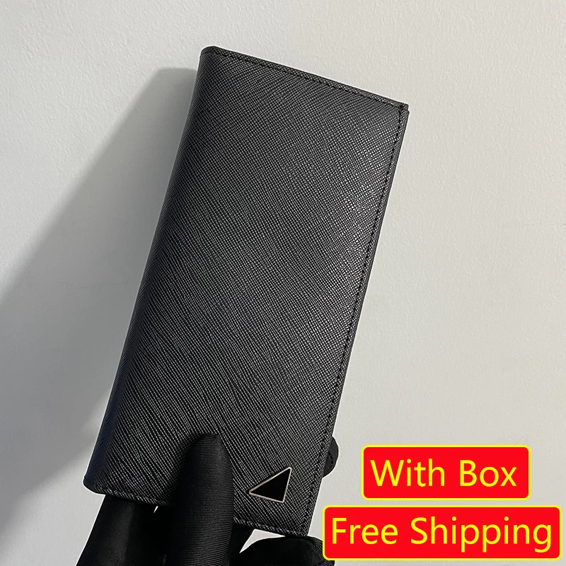 

Роскошные дизайнерские кошельки унисекс из натуральной кожи, Длинный складной кошелек для кредитных карт, мужской клатч из воловьей кожи н...