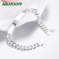925 silver wide 8mm bracelet bangle for women men wedding jewelry gifts