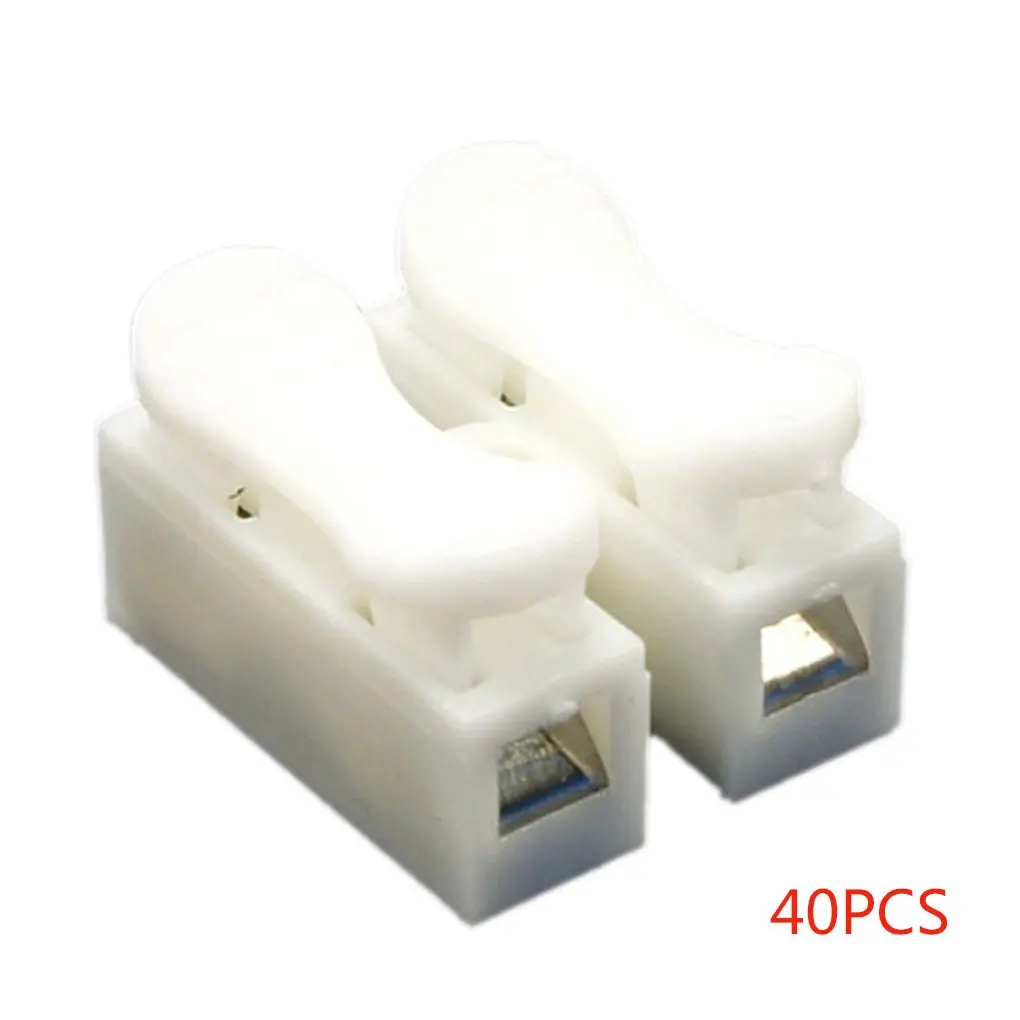 

40 PCS CH2 Quick Splice Lock Wire Connectors 2Pins Electrical Cable Terminals 20x17.5x13.5mm For Easy Safe Splicing Into Wires