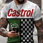 CASTROL-мужская футболка в стиле ретро, Классическая потертая рубашка в стиле ретро для гонок, крутая уличная одежда с надписью, женская летняя футболка 2021