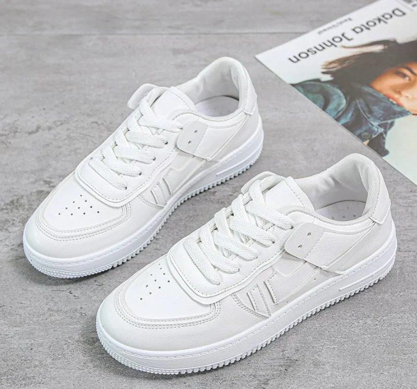 

Женские удобные кроссовки, Вулканизированная подошва, на шнуровке, плоская подошва, повседневная обувь, белые