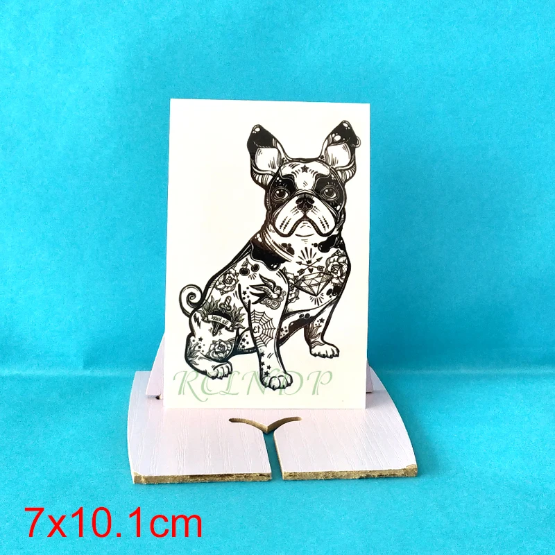 Временная наклейка для татуировки с изображением бульдога, птицы, меча, стрелы, бриллианта и цветка, водонепроницаемая наклейка для татуировки.