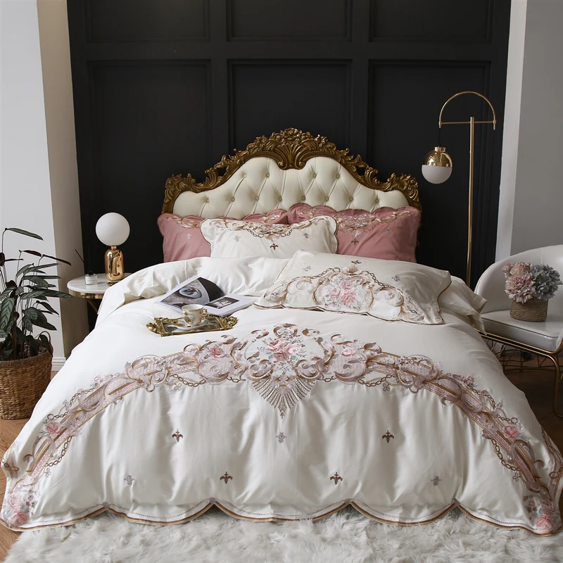

Korean Princess Embroidery Bedding Set Reactive Printing Bed Linen Cotton Double Bed 150 For Home Duvet Cover