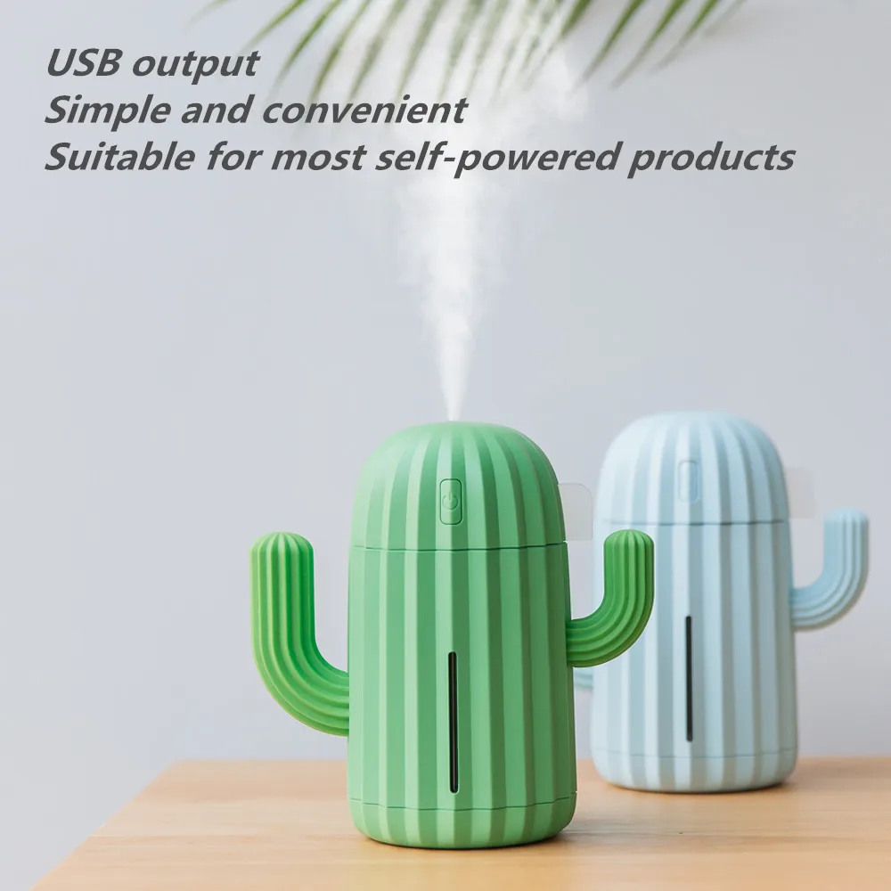 340ML USB Ultrasonic Air Humidifier Cactus Timing Aromatherapy Oil Diffuser Essential Mist Maker Fogger Mini Aroma Atomizer