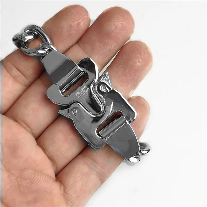 Men Women Bracelets Alyx Chain New Fashion Link Bracelet High Quality Metal Button 21cm 35g 1017-ALYX-9SM | Украшения и