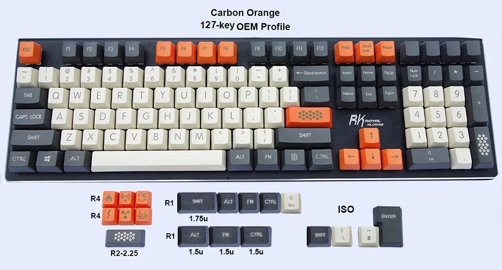 NPKC Винтажный стиль Duke Orange OEM толстые PBT брелки ANSI ISO темно-серый бежевый оранжевый для Cherry MX переключатели механическая клавиатура