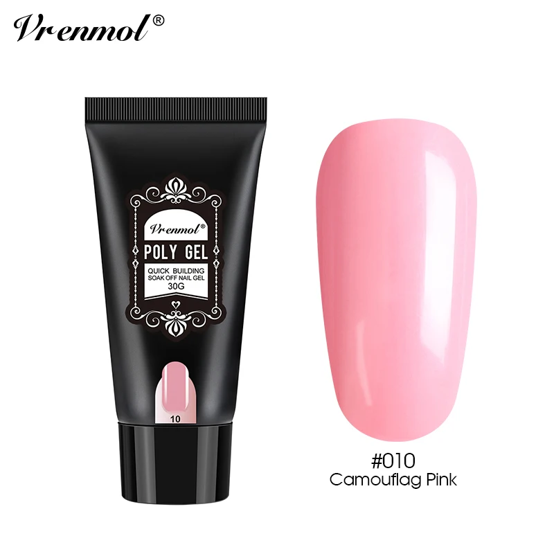 camouflay pink Vrenmol 30 г полигель для наращивания пальцев прозрачный розовый желе поли гель быстрое строительство ногтей Советы Расширение УФ строительный гель камуфляж - Цвет: camouflay pink