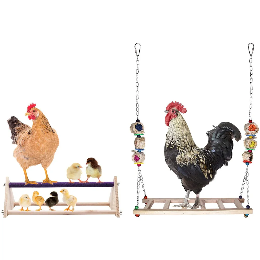 

2Pcs Chicken Perch Chicken Swing Toys for Chicks Chicken Wood Stand for Chick Trainning Perch Toy Chicken Swing Chicken Toy