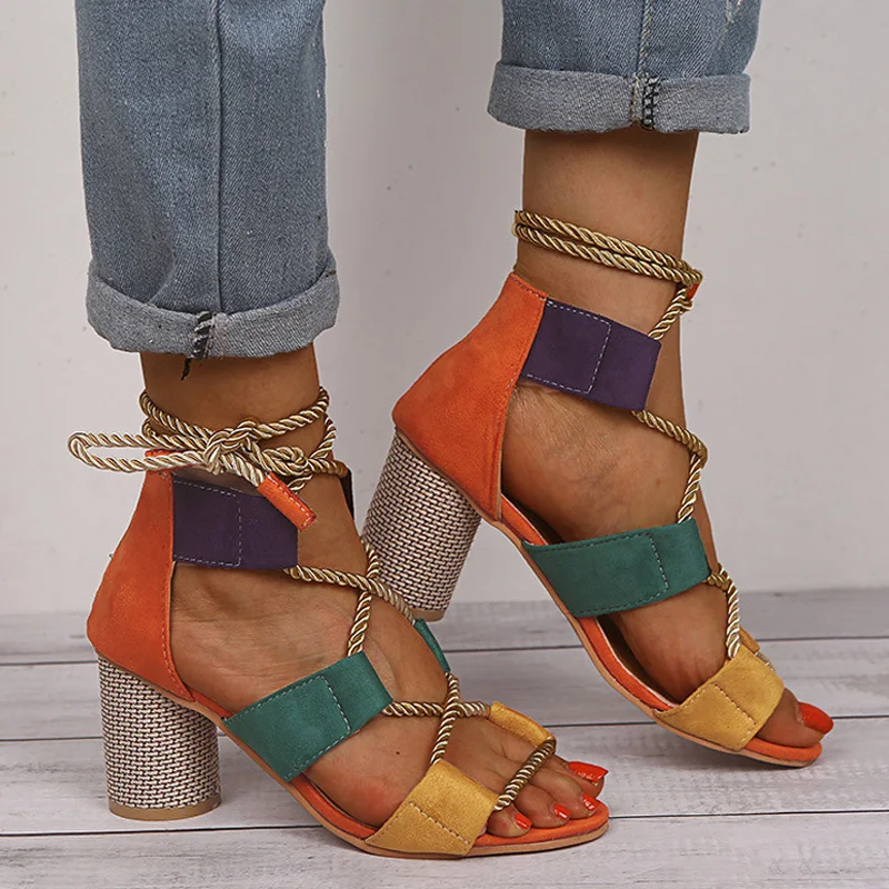 Женская обувь женские босоножки на шнуровке высоком каблуке Летняя классические