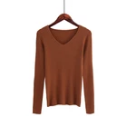 Женский трикотажный свитер с V-образным вырезом, Зимний пуловер, джемпер для осени, 2021