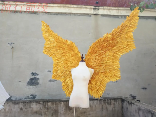 Cosplay de ala de pluma de espect&aacute;culo de oro brillante, modelo de pasarela, espect&aacute;culos de fiesta, accesorios de espect&aacute;culo de fotograf&iacute;a, utiler&iacute;a-2