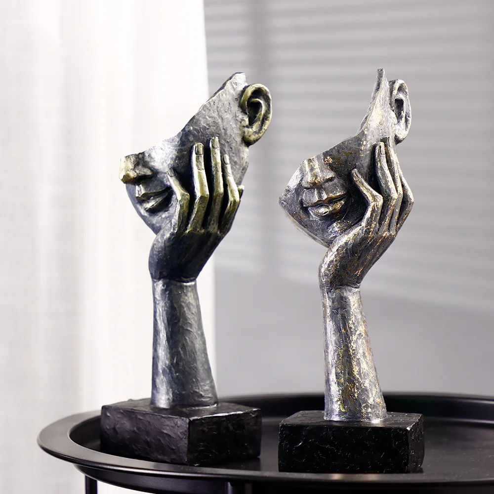 

Абстракция лица, орнамент из смолы для истончиков с поддержкой подбородка, удерживает половину лица, украшение для дома