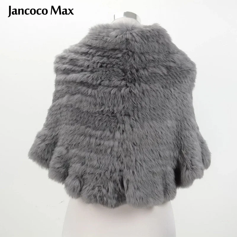 Jancoco Max Новое весеннее пончо из натурального кроличьего меха женские толстые