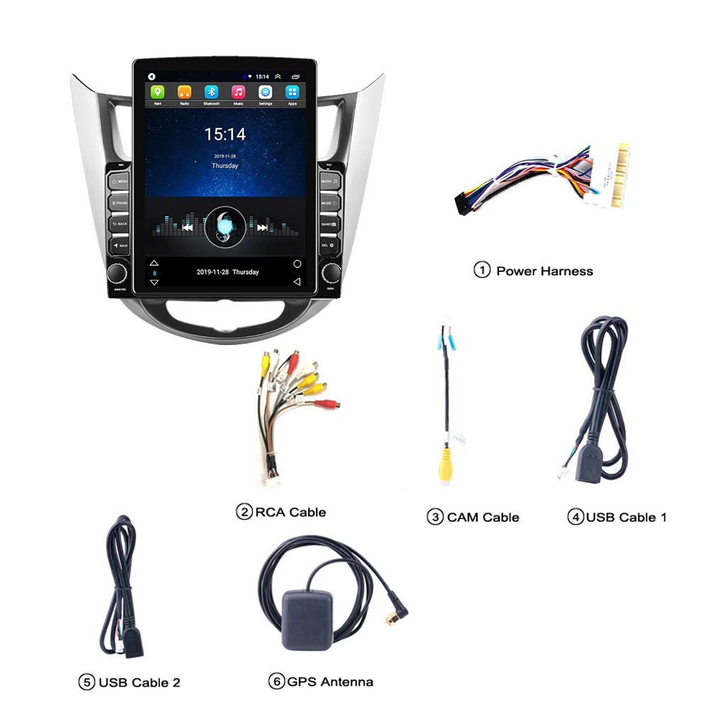 2 Din 9.7&quot Tesla Screen Autoradio For Hyundai Solaris Accent Verna 2010-2016 Car Multimedia Player GPS Navigator Android Stereo |