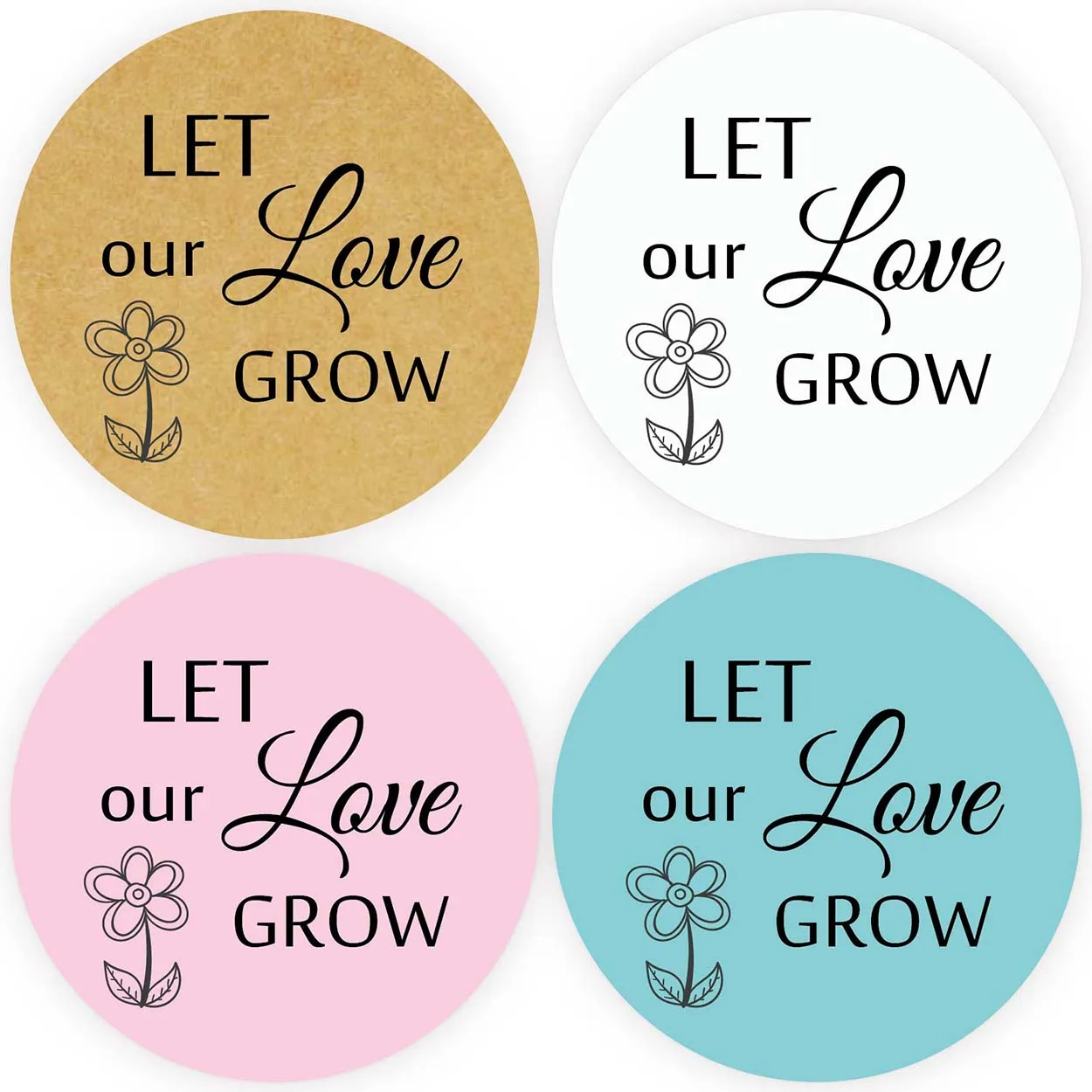 

DouxArt, 100 шт., наклейки Let Our Love Grow, 4 см, красочные свадебные сувениры, украшение для крещения, причастия, пригласительные этикетки, уплотнения