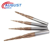 augusttools tungsten solid carbide mill tapered ball nose end mill hrc60 cnc taper milling cutter wood metal cutter endmill