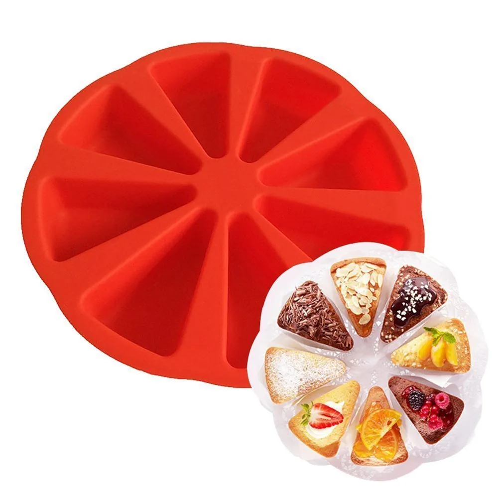 Soap Mould Silicone 3d Silicone Cake Mold Round Bakeware Baking Dishes 8 Cavity Cake Portion Pizza Slices Pan Divided Tray