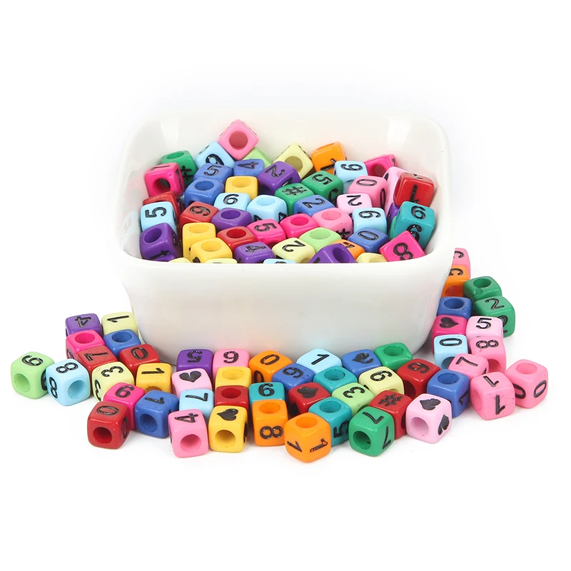 200 шт. акриловые бусины с разноцветными цифрами и буквами для изготовления