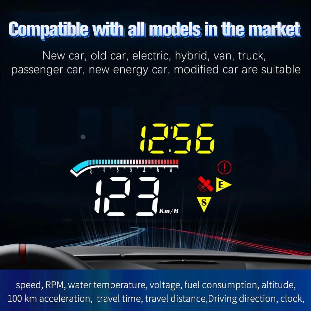 M17 Newest hud obd head up display OBD2 GPS Dual System Windshield Speed Projector Security Alarm Water temp Overspeed RPM | Автомобили и