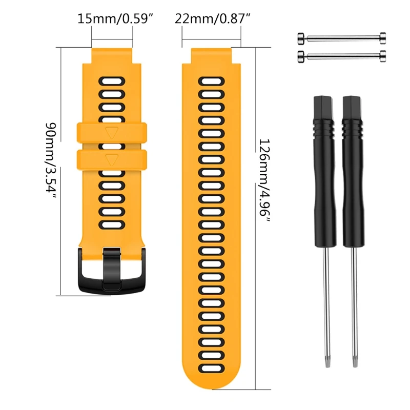

1 Set Outdoor Bracelet Replacement Steel Buckle Silicone Strap For Garmin Forerunner 735xt/220/230/235/620/630 With Screw