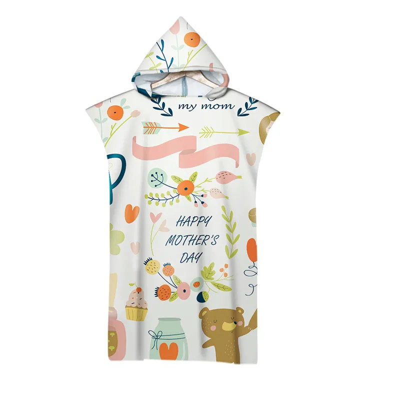 

Cartoon 3D digital printing adult and children hooded bath towels, microfiber beach towels with seams, bath towels 60x80cm