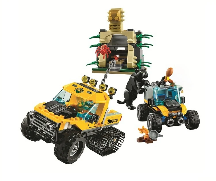 

397pcs City Explorers Jungle Halftrack Mission Waterfall 10710 Model Building Blocks Children Toys Bricks 60159 birthday Gifts
