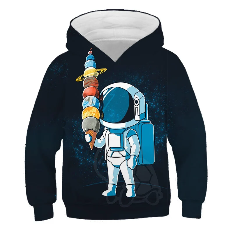 

Hot Astronaut Space Suit 3d Printed Chid Hoodies Harajuku Spaceman Boys hoodie Casual Men Clothing Sweatshirt Cool Kid Hero Coat