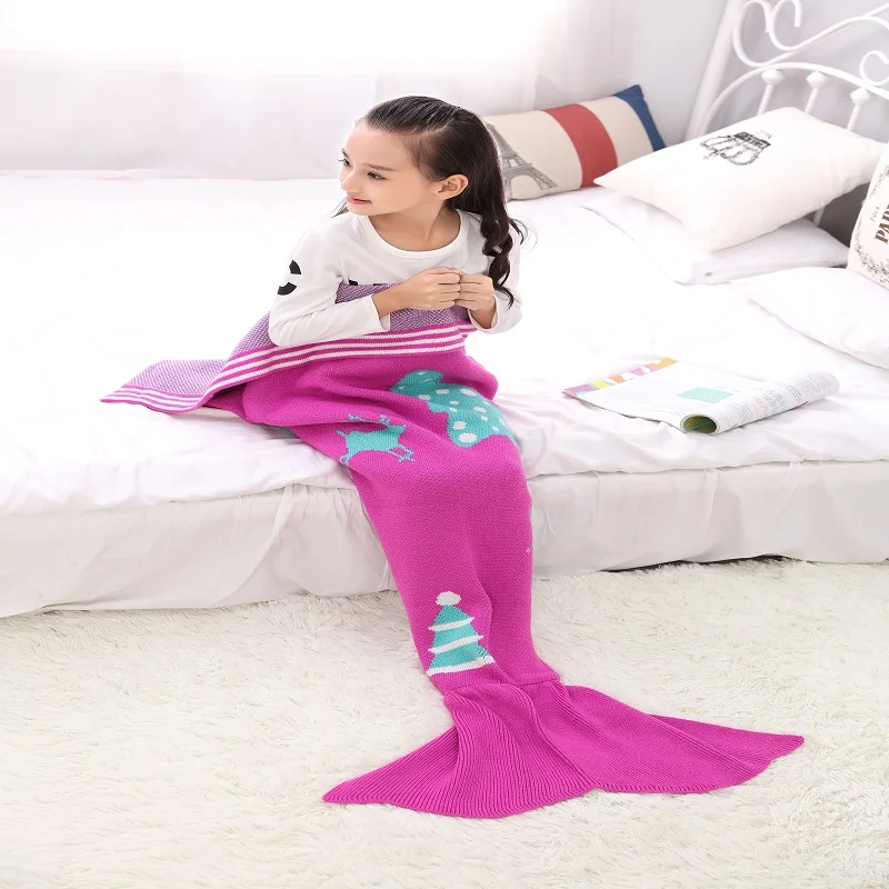 Одеяло в полоску с хвостом Русалочки мягкое трикотажное постельное белье для