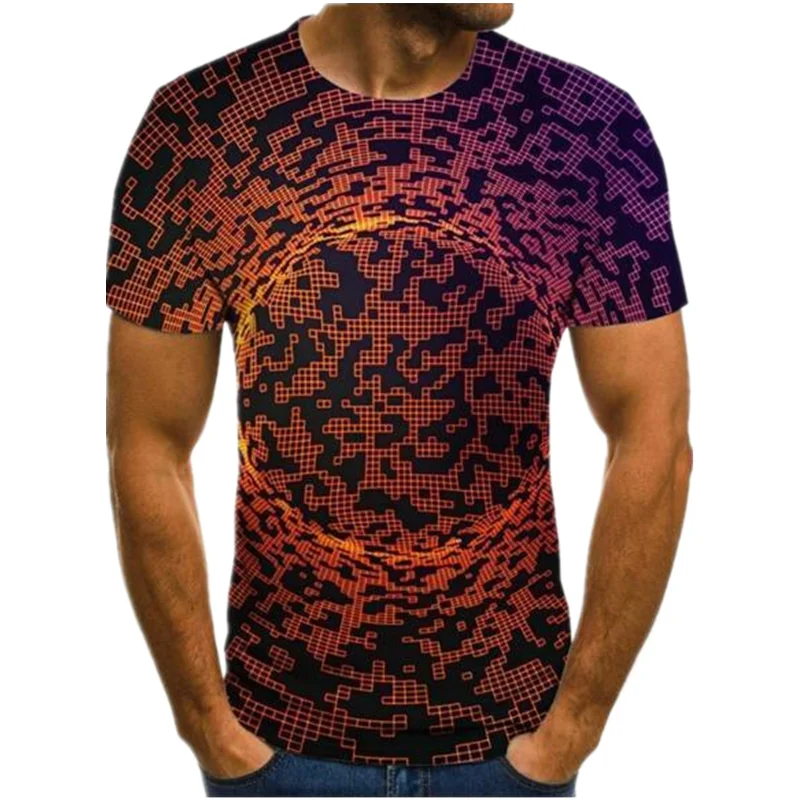 

Summer New Product 3D Three-Dimensional Pattern Men's Swirl Printing T-Shirts Hip-Hop O-Neck Breathable Short-Sleeved Shirt