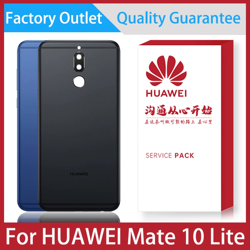 

Задняя крышка для Huawei Mate 10 Lite, задняя крышка батарейного отсека, задняя крышка корпуса, панель корпуса с объективом камеры