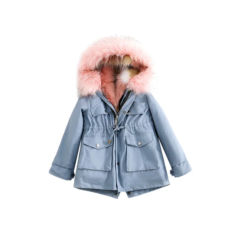 

Fxfurs Fashion Parker Children's Parka Female 2020 New Girl Boy's Faux Fox Fur Liner Removable Fur Coat Mid-Length