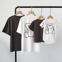 milancel 2021 summer new family matching outfits loose mother kids clothes bear t shirt father clothes