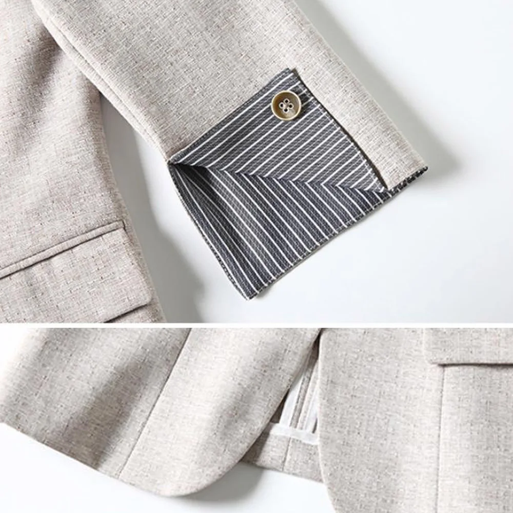 

2021 Spring Autumn Office Ladies Blazer Jacket Women 3/4 Sleeve Slim Suit Coat Vintage Casual Single-Button Blazers