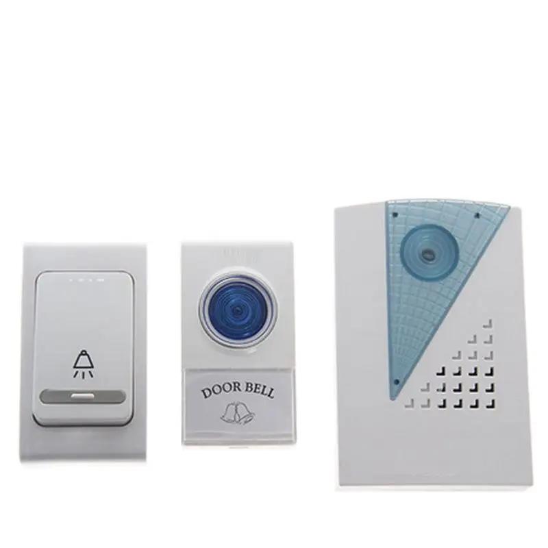 

V001AB Door Ring 1 Push 2 Rings W/ Battery 23A 12V Receiver By AA Door-Bell Wireless Doorbell Chime Economic Option