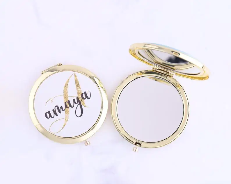 Bulk Bridesmaid Gifts - 5x Personalized Initial Compact Mirror Names Monogram Letter Alphabet Hen Bachelorette Party | Дом и сад