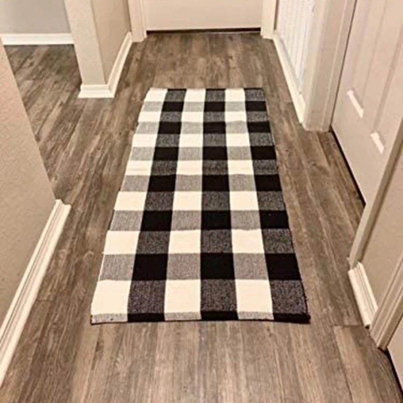

Classic Buffalo Black & White Plaid Checkered Rug Set of 2 Indoor & Outdoor Area Rug & Runner Combo Promotion