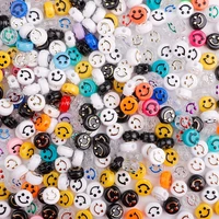 50pcslot 10mm acrylic smile face beads for jewelry making needlework spacer beads bracelet necklace diy accessories supplies